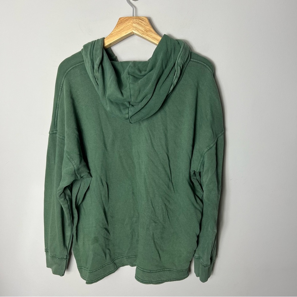 Aerie American Eagle Oversized Hoodie Sweatshirt Henley Button Up Hood Green *S - Picture 15 of 15
